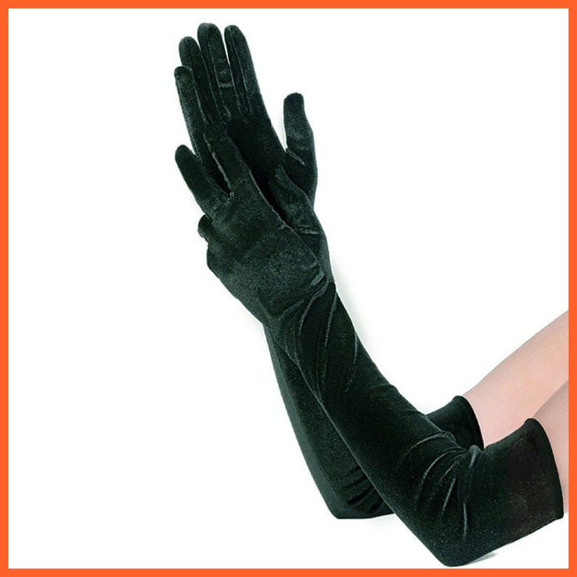 whatagift.com.au Women's Gloves green 53cm / One Size Women Velvet Winter Warm Black Retro Style Gloves