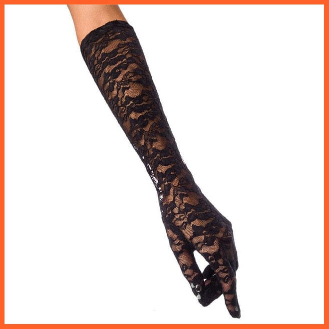 whatagift.com.au Women's Gloves K48 Black A242 / One Size Elegant Women Ultra-Thin Long Sexy Black Gloves | Lace Mesh Gloves