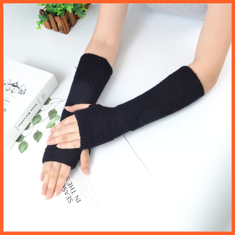 whatagift.com.au Women's Gloves navy / One Size / China Long Fingerless Women‘s Winter Warmer | Knitted Arm Sleeve Gothic Gloves