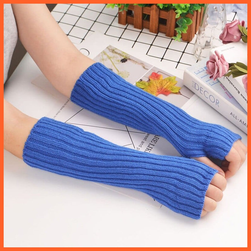 whatagift.com.au Women's Gloves New Women Fingerless Gloves Goth Knitted Arm Warmers |  Anime Cosplay Accessories