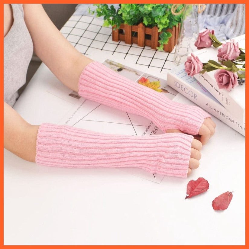 whatagift.com.au Women's Gloves Pink / length-30cm New Women Fingerless Gloves Goth Knitted Arm Warmers |  Anime Cosplay Accessories