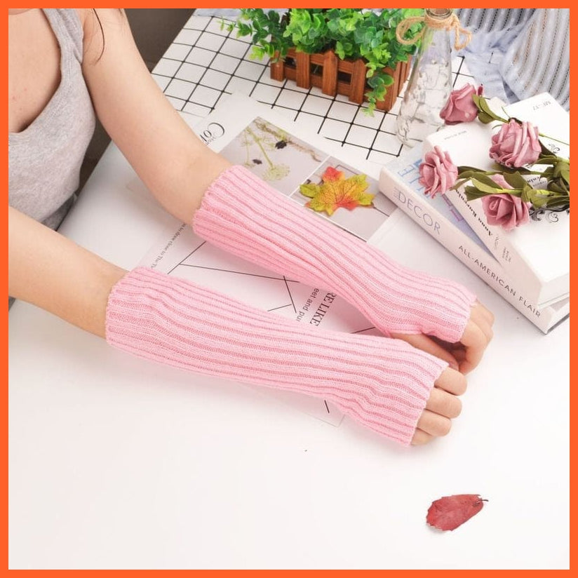 whatagift.com.au Women's Gloves Pink / One Size / China Long Fingerless Women‘s Winter Warmer | Knitted Arm Sleeve Gothic Gloves