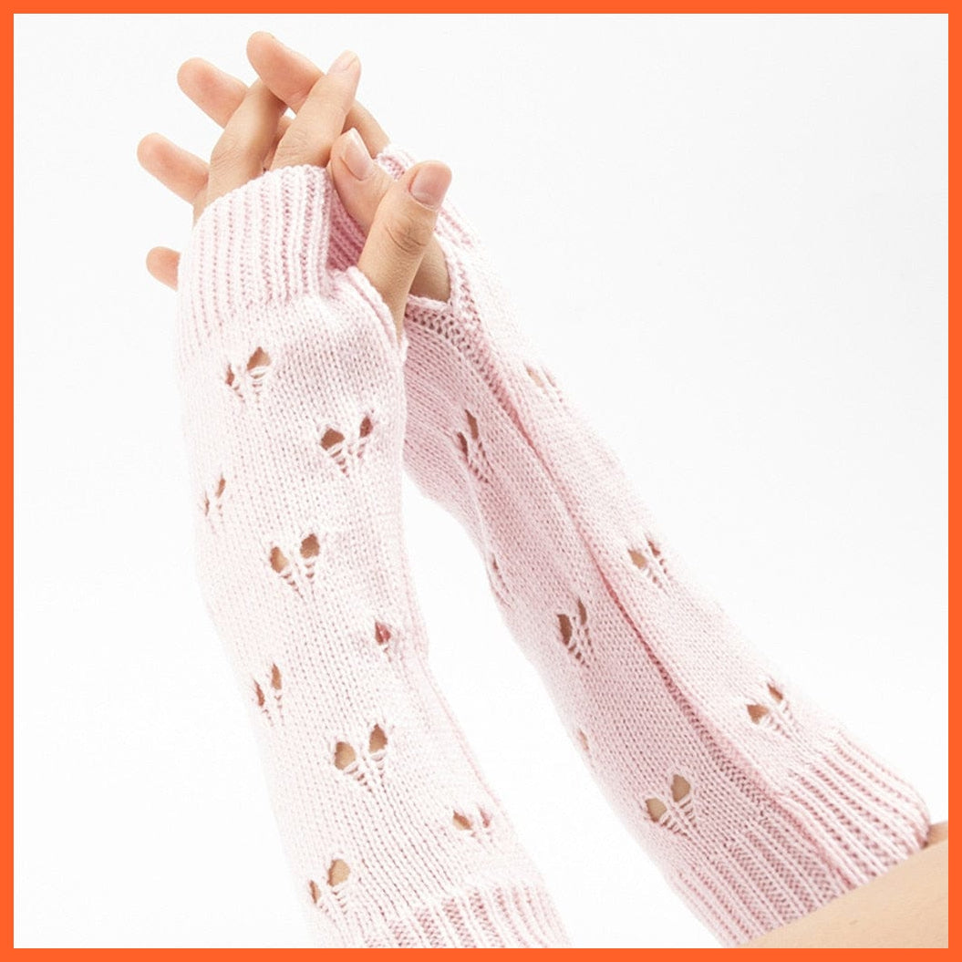 whatagift.com.au Women's Gloves Pink / One Size Winter Women Stylish Hand Gloves | Crochet Knitted Hollow Heart Mittens