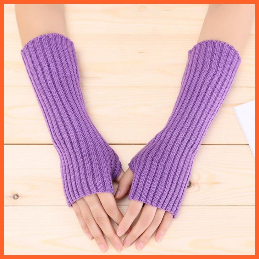 whatagift.com.au Women's Gloves purple / length-30cm New Women Fingerless Gloves Goth Knitted Arm Warmers |  Anime Cosplay Accessories