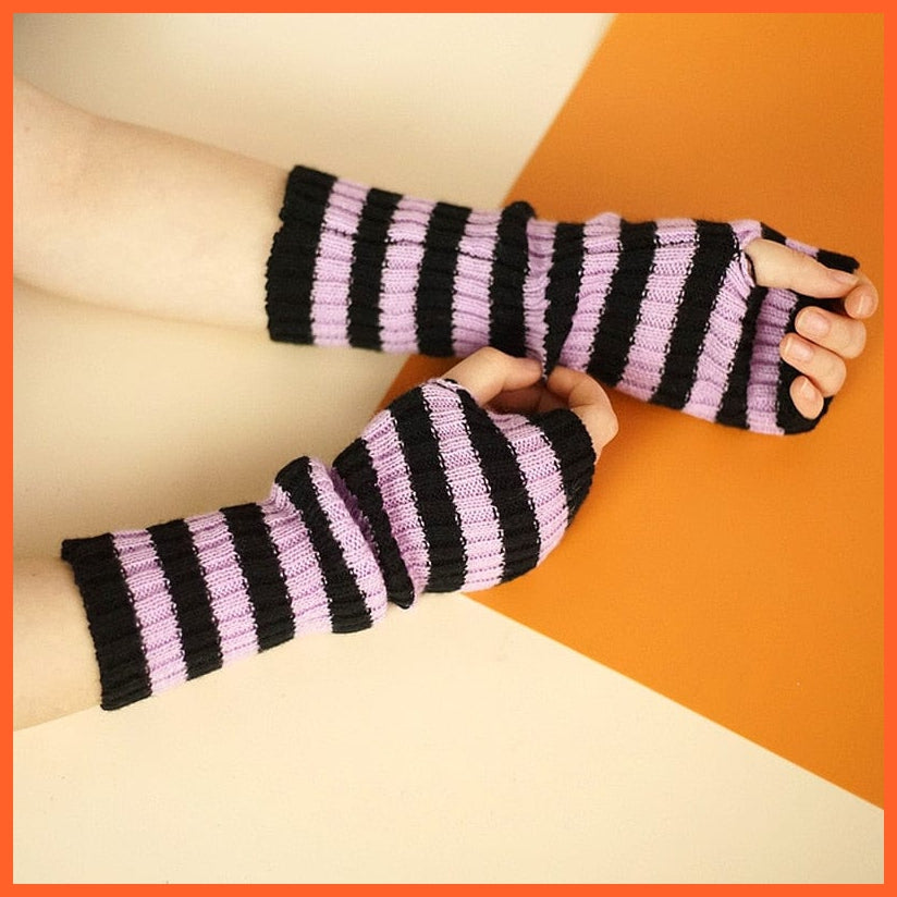 whatagift.com.au Women's Gloves purple / One Size / China Long Fingerless Women‘s Winter Warmer | Knitted Arm Sleeve Gothic Gloves