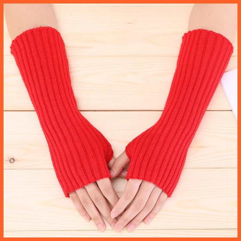 whatagift.com.au Women's Gloves Red / length-30cm New Women Fingerless Gloves Goth Knitted Arm Warmers |  Anime Cosplay Accessories