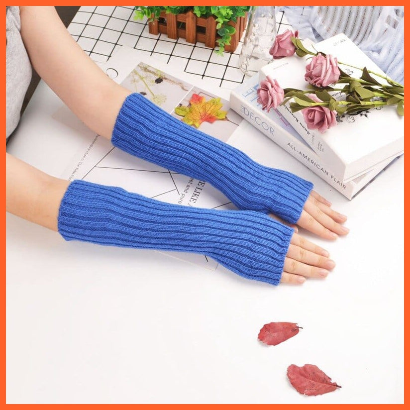 whatagift.com.au Women's Gloves Royal Blue / length-30cm New Women Fingerless Gloves Goth Knitted Arm Warmers |  Anime Cosplay Accessories