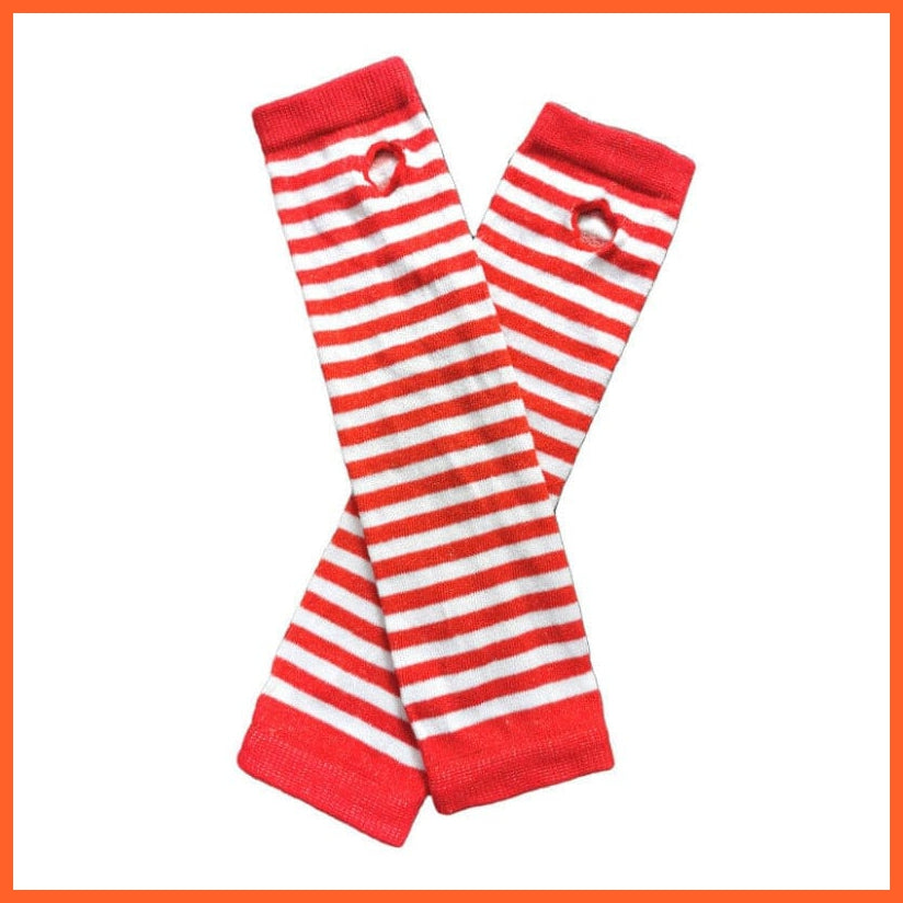 whatagift.com.au Women's Gloves SB111 / Length -32cm Women Fashion Striped Elbow Warmer Knitted Gloves | Long Fingerless Mittens