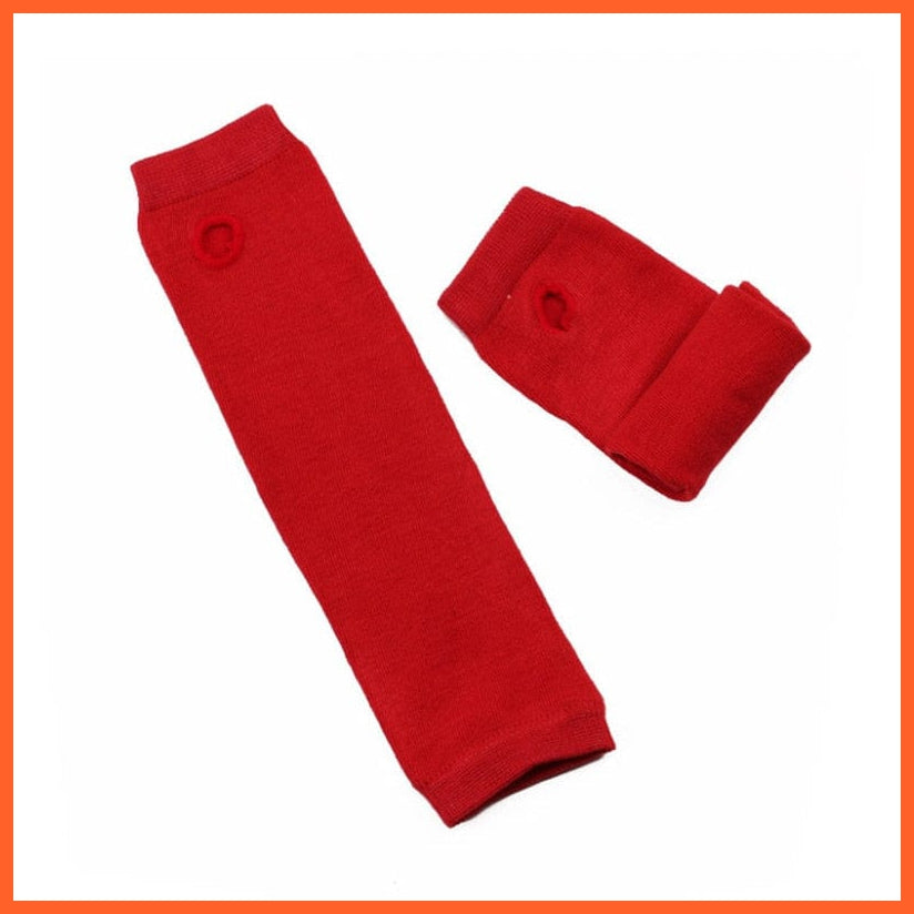 whatagift.com.au Women's Gloves SB916 / Length -32cm Women Fashion Striped Elbow Warmer Knitted Gloves | Long Fingerless Mittens