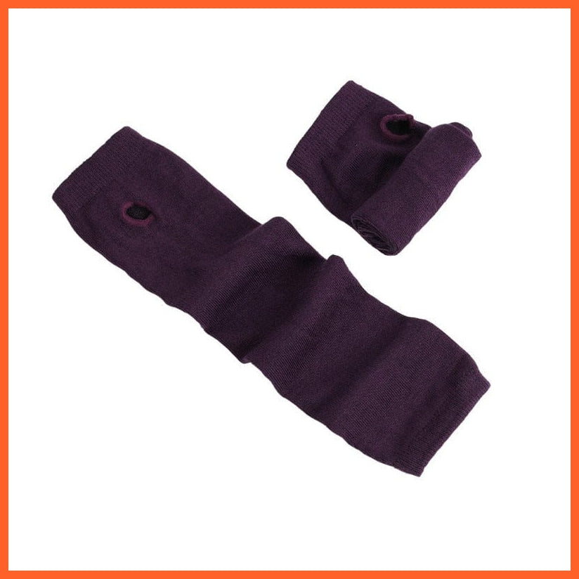 whatagift.com.au Women's Gloves SB928 / Length -32cm Women Fashion Striped Elbow Warmer Knitted Gloves | Long Fingerless Mittens