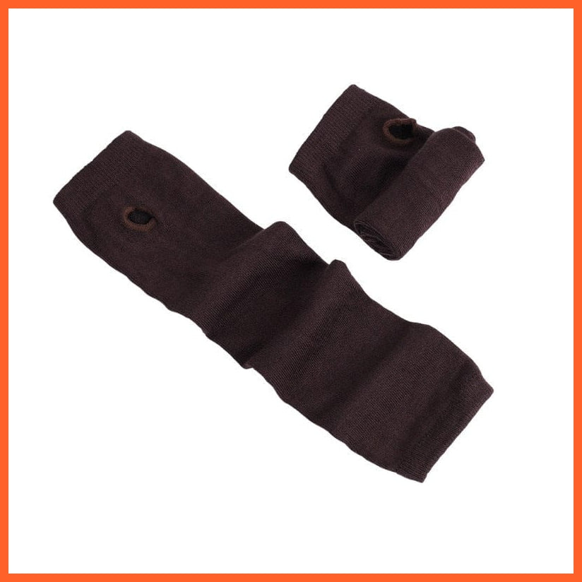 whatagift.com.au Women's Gloves SB948 / Length -32cm Women Fashion Striped Elbow Warmer Knitted Gloves | Long Fingerless Mittens