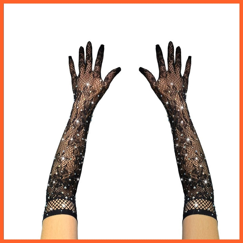 whatagift.com.au Women's Gloves Sexy Lace Thin Black Hollow Transparent Long Women's Gloves