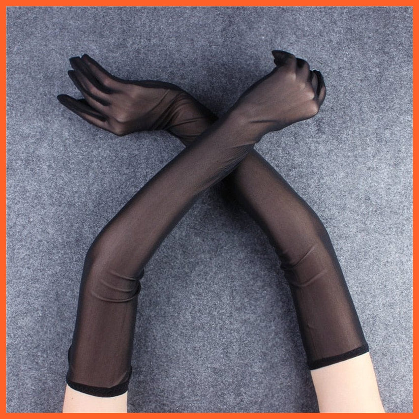 whatagift.com.au Women's Gloves Sexy Lace Thin Black Hollow Transparent Long Women's Gloves