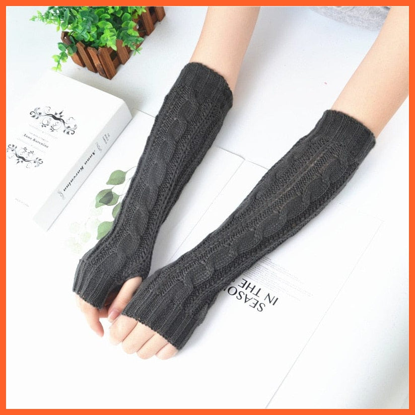 whatagift.com.au Women's Gloves twist-brown / One Size / China Long Fingerless Women‘s Winter Warmer | Knitted Arm Sleeve Gothic Gloves