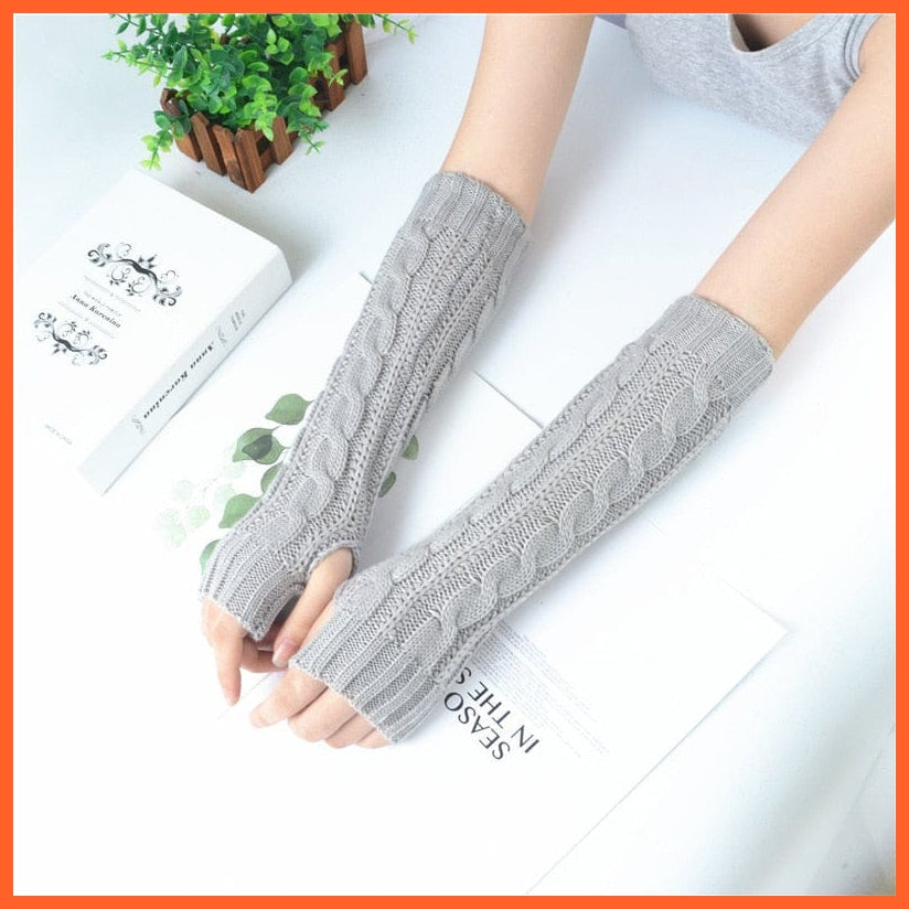 whatagift.com.au Women's Gloves twist-gray / One Size / China Long Fingerless Women‘s Winter Warmer | Knitted Arm Sleeve Gothic Gloves
