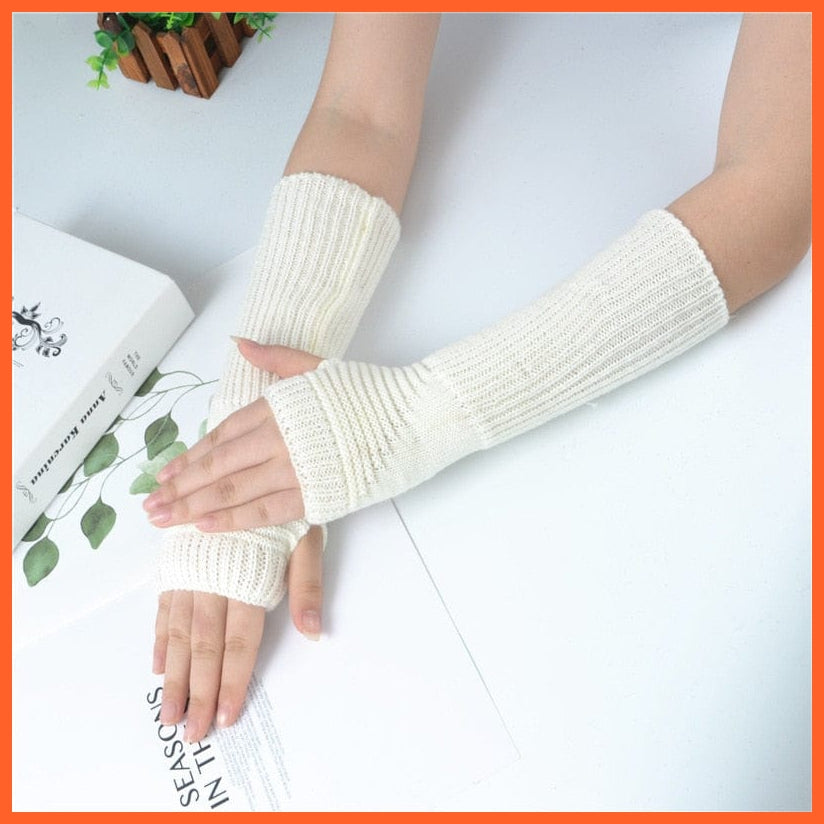 whatagift.com.au Women's Gloves white 1 / One Size / China Long Fingerless Women‘s Winter Warmer | Knitted Arm Sleeve Gothic Gloves