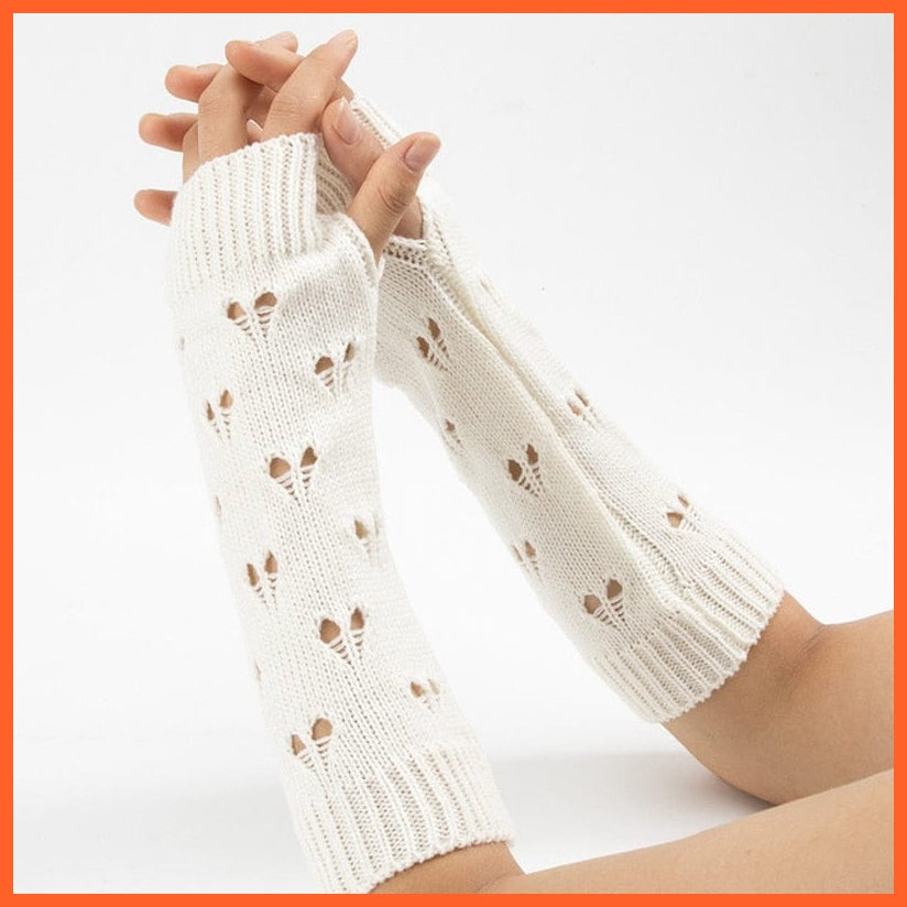 whatagift.com.au Women's Gloves white / One Size Winter Women Stylish Hand Gloves | Crochet Knitted Hollow Heart Mittens
