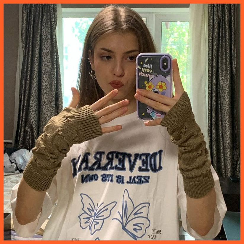 whatagift.com.au Women's Gloves Winter Women Stylish Hand Gloves | Crochet Knitted Hollow Heart Mittens