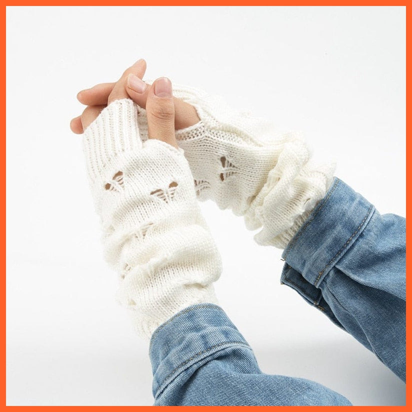 whatagift.com.au Women's Gloves Winter Women Stylish Hand Gloves | Crochet Knitted Hollow Heart Mittens