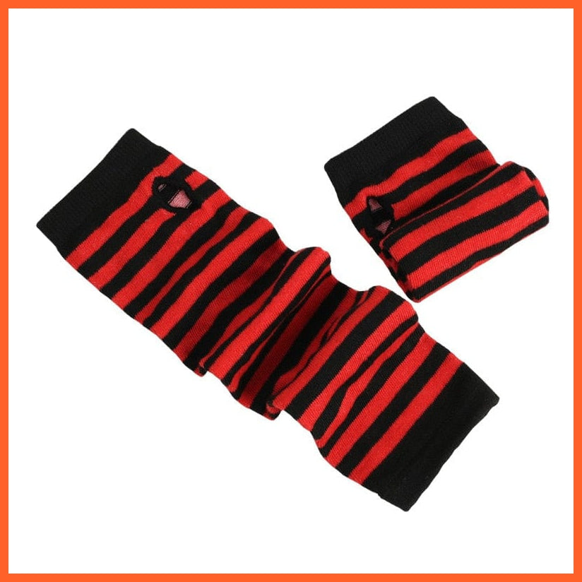 whatagift.com.au Women's Gloves Women Fashion Striped Elbow Warmer Knitted Gloves | Long Fingerless Mittens