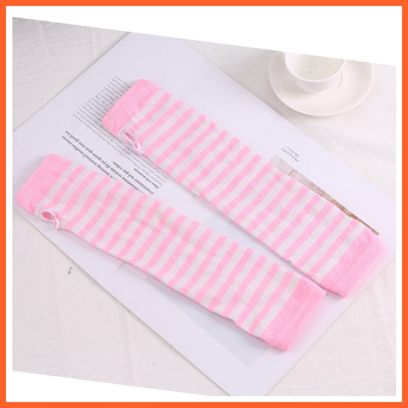 whatagift.com.au Women's Gloves Women Fashion Striped Elbow Warmer Knitted Gloves | Long Fingerless Mittens