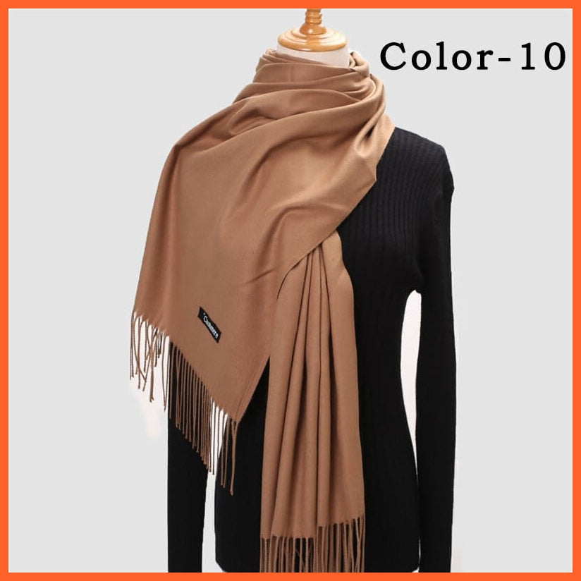 whatagift.com.au Women's Scarf 260g-10 New Winter Women Warm Cashmere Solid Scarf | Hijab Long Pashmina Bandana Wraps