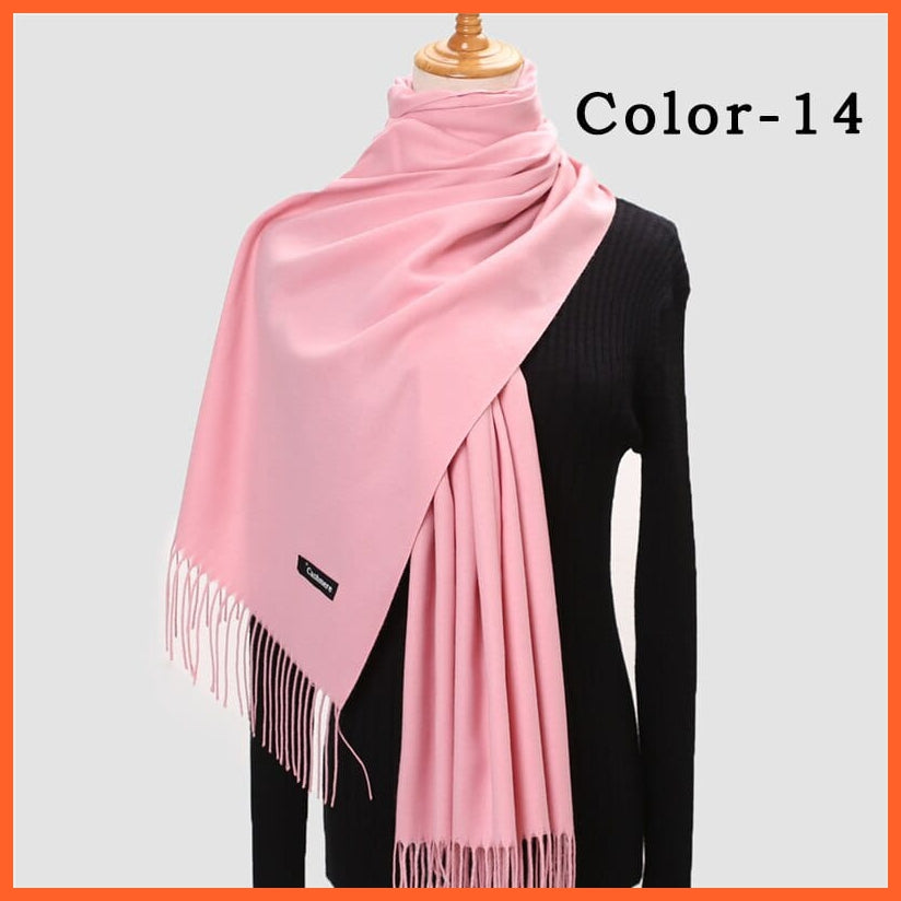 whatagift.com.au Women's Scarf 260g-14 New Winter Women Warm Cashmere Solid Scarf | Hijab Long Pashmina Bandana Wraps