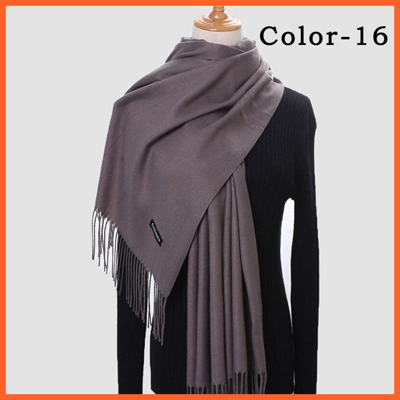 whatagift.com.au Women's Scarf 260g-16 New Winter Women Warm Cashmere Solid Scarf | Hijab Long Pashmina Bandana Wraps