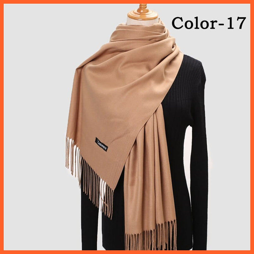whatagift.com.au Women's Scarf 260g-17 New Winter Women Warm Cashmere Solid Scarf | Hijab Long Pashmina Bandana Wraps