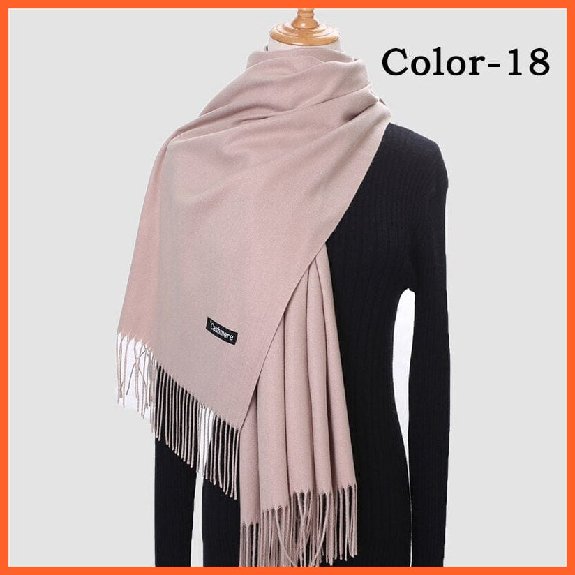 whatagift.com.au Women's Scarf 260g-18 New Winter Women Warm Cashmere Solid Scarf | Hijab Long Pashmina Bandana Wraps