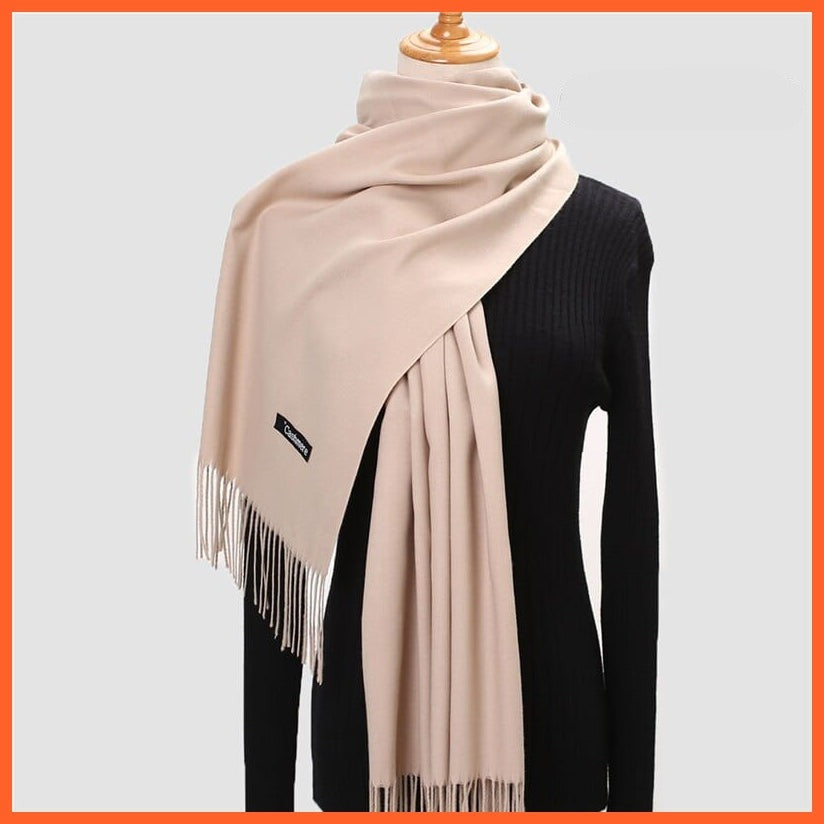 whatagift.com.au Women's Scarf 260g-19 New Winter Women Warm Cashmere Solid Scarf | Hijab Long Pashmina Bandana Wraps