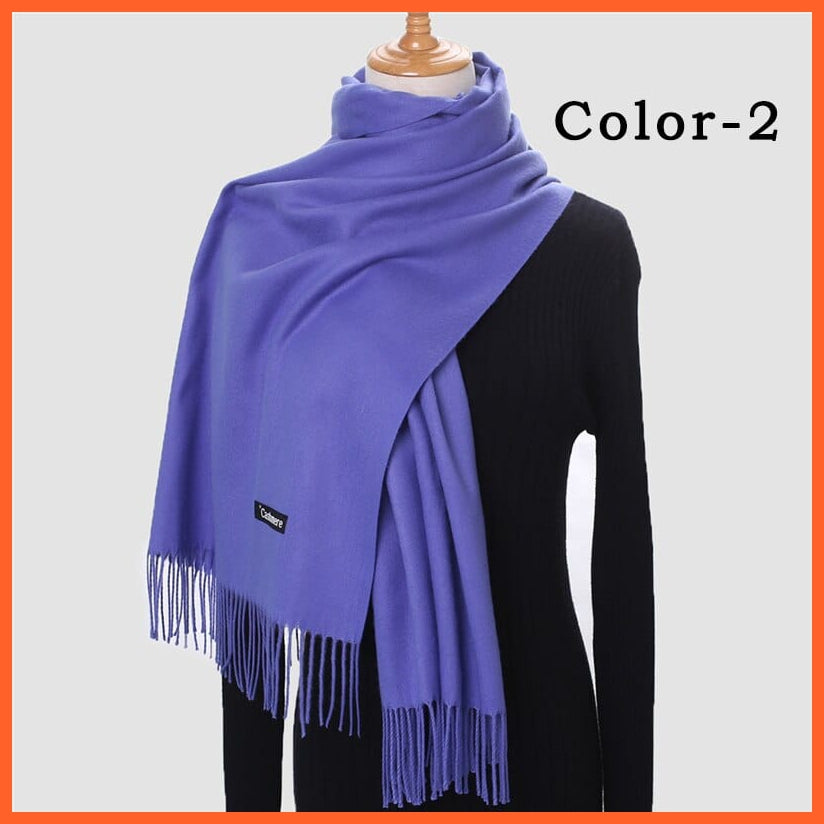 whatagift.com.au Women's Scarf 260g-2 New Winter Women Warm Cashmere Solid Scarf | Hijab Long Pashmina Bandana Wraps