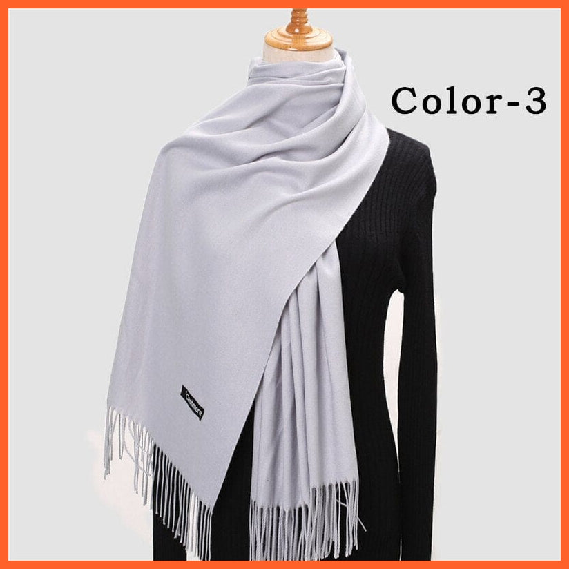 whatagift.com.au Women's Scarf 260g-3 New Winter Women Warm Cashmere Solid Scarf | Hijab Long Pashmina Bandana Wraps