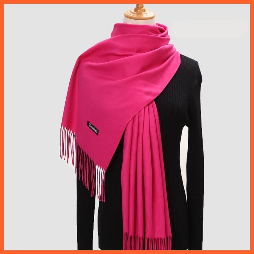whatagift.com.au Women's Scarf 260g-37 New Winter Women Warm Cashmere Solid Scarf | Hijab Long Pashmina Bandana Wraps
