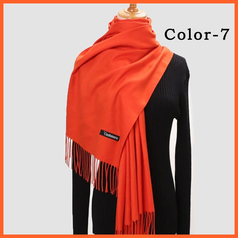 whatagift.com.au Women's Scarf 260g-7 New Winter Women Warm Cashmere Solid Scarf | Hijab Long Pashmina Bandana Wraps