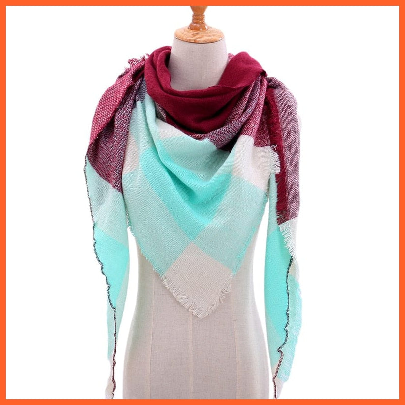 whatagift.com.au Women's Scarf b1 Designer Knitted Women's Scarf | Plaid Warm Cashmere Luxury Brand Neck Bandana
