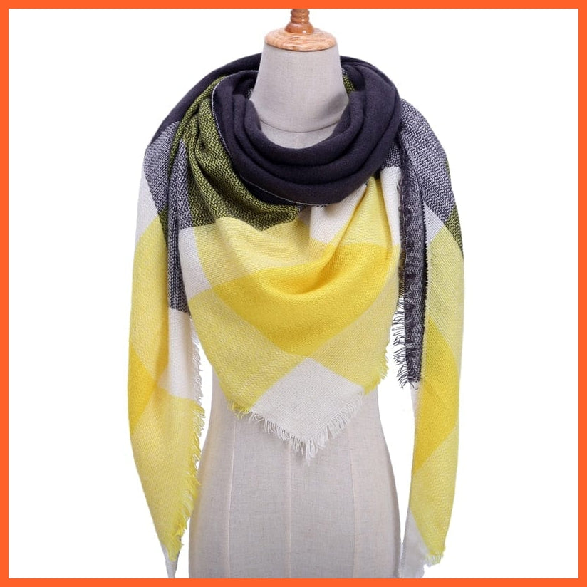 whatagift.com.au Women's Scarf b14 Designer Knitted Women's Scarf | Plaid Warm Cashmere Luxury Brand Neck Bandana