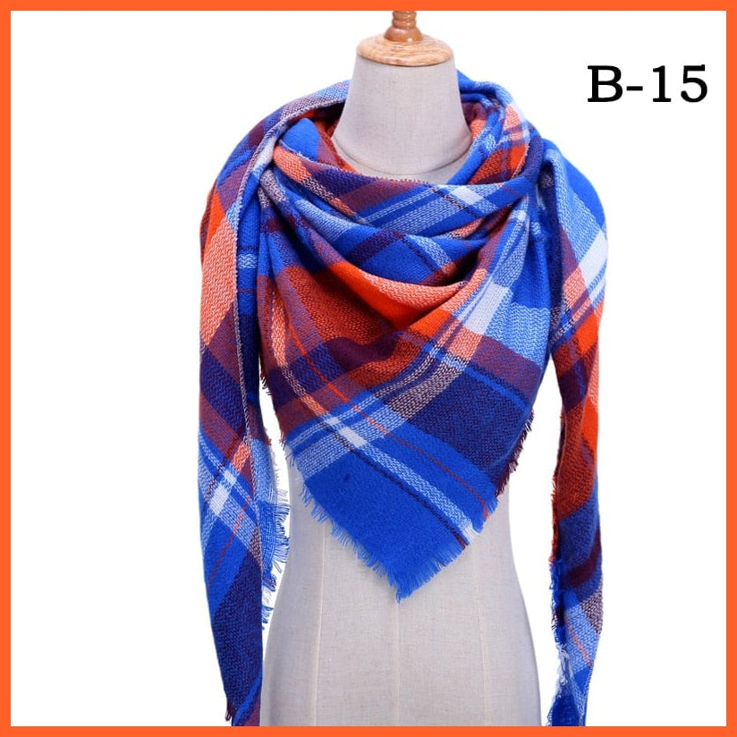 whatagift.com.au Women's Scarf b15 Designer Knitted Women's Scarf | Plaid Warm Cashmere Luxury Brand Neck Bandana