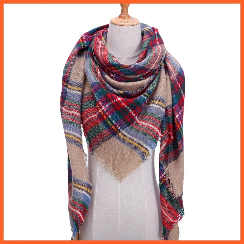 whatagift.com.au Women's Scarf b16 Designer Knitted Women's Scarf | Plaid Warm Cashmere Luxury Brand Neck Bandana