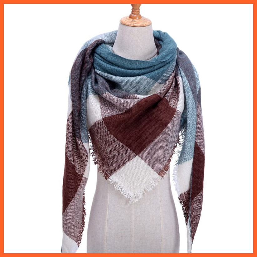 whatagift.com.au Women's Scarf b17 Designer Knitted Women's Scarf | Plaid Warm Cashmere Luxury Brand Neck Bandana