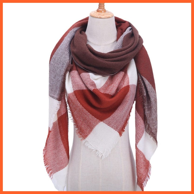 whatagift.com.au Women's Scarf b24 Designer Knitted Women's Scarf | Plaid Warm Cashmere Luxury Brand Neck Bandana