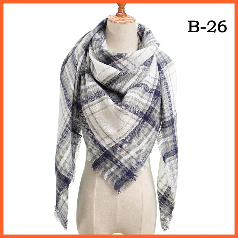 whatagift.com.au Women's Scarf b26 Designer Knitted Women's Scarf | Plaid Warm Cashmere Luxury Brand Neck Bandana