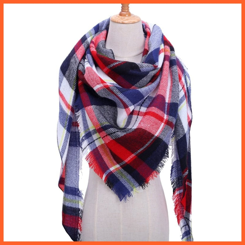 whatagift.com.au Women's Scarf b28 Designer Knitted Women's Scarf | Plaid Warm Cashmere Luxury Brand Neck Bandana