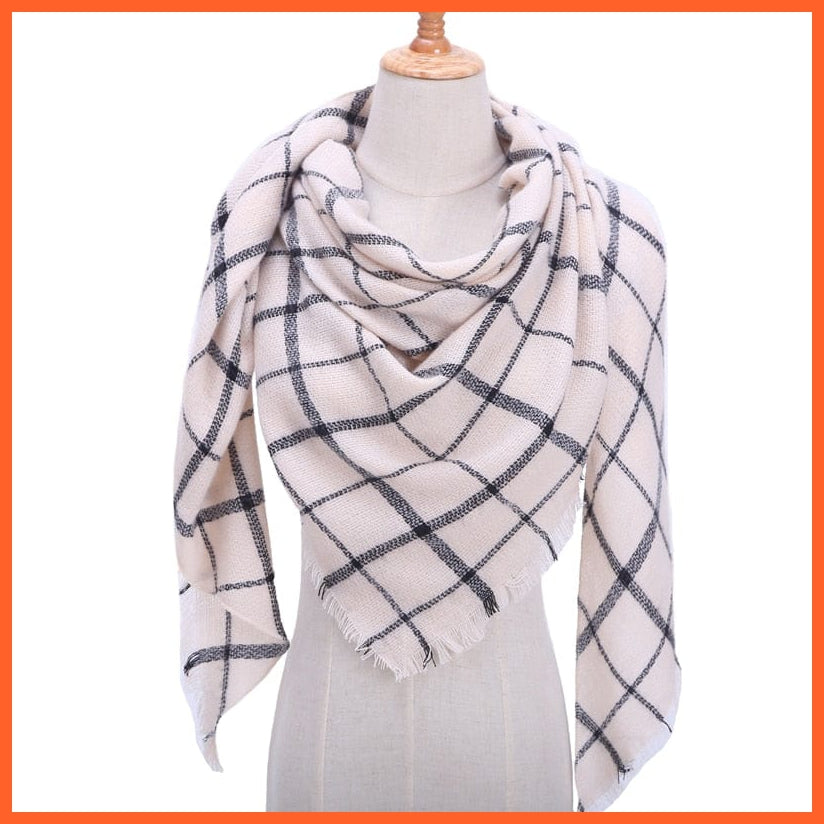 whatagift.com.au Women's Scarf b29 Designer Knitted Women's Scarf | Plaid Warm Cashmere Luxury Brand Neck Bandana