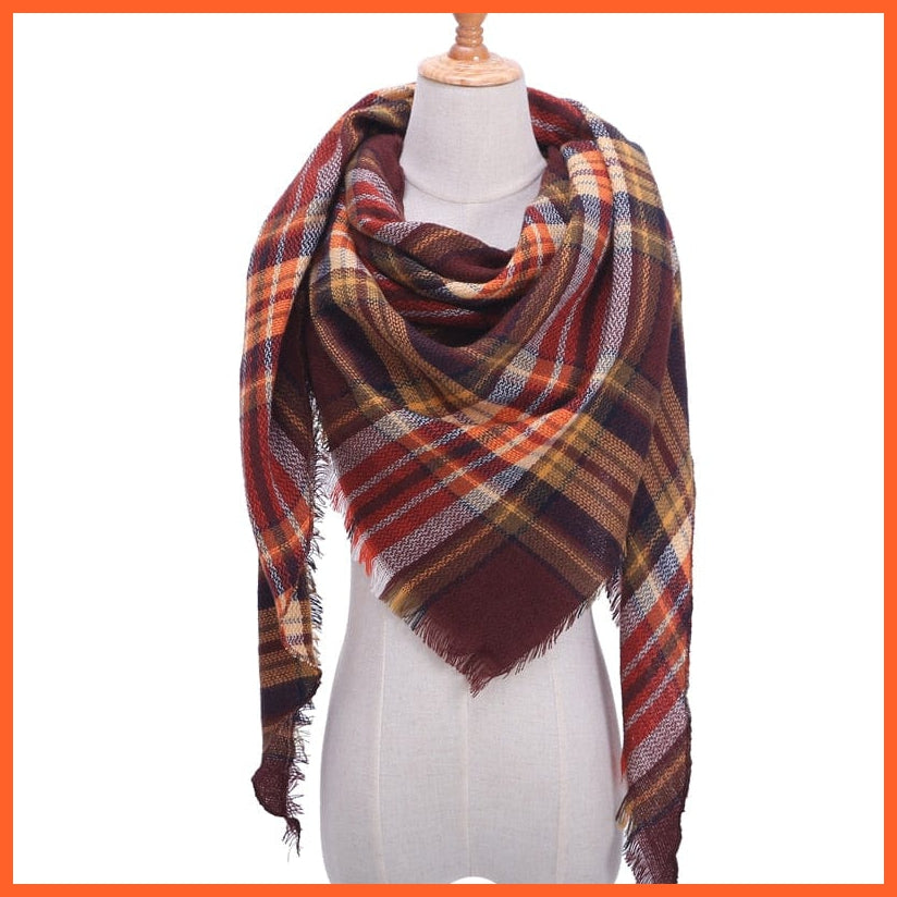 whatagift.com.au Women's Scarf b34 Designer Knitted Women's Scarf | Plaid Warm Cashmere Luxury Brand Neck Bandana