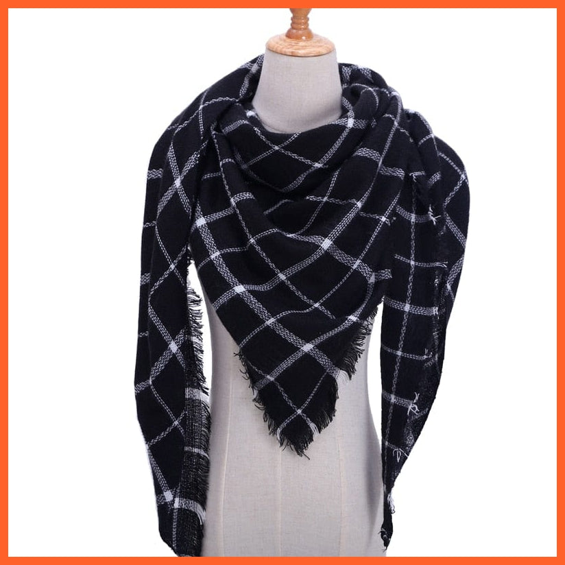 whatagift.com.au Women's Scarf b4 Designer Knitted Women's Scarf | Plaid Warm Cashmere Luxury Brand Neck Bandana