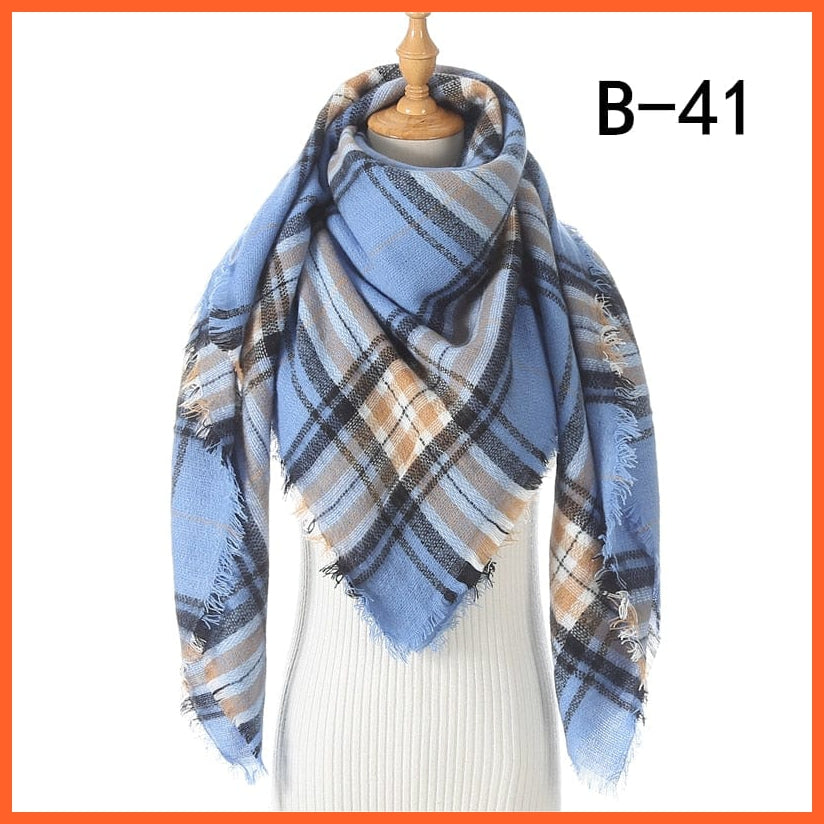 whatagift.com.au Women's Scarf b41 Designer Knitted Women's Scarf | Plaid Warm Cashmere Luxury Brand Neck Bandana