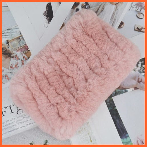 whatagift.com.au Women's Scarf beige pink Women Handmade 100% Real Rex Fur Knitted Scarf | Genuine Fur Ring Scarves