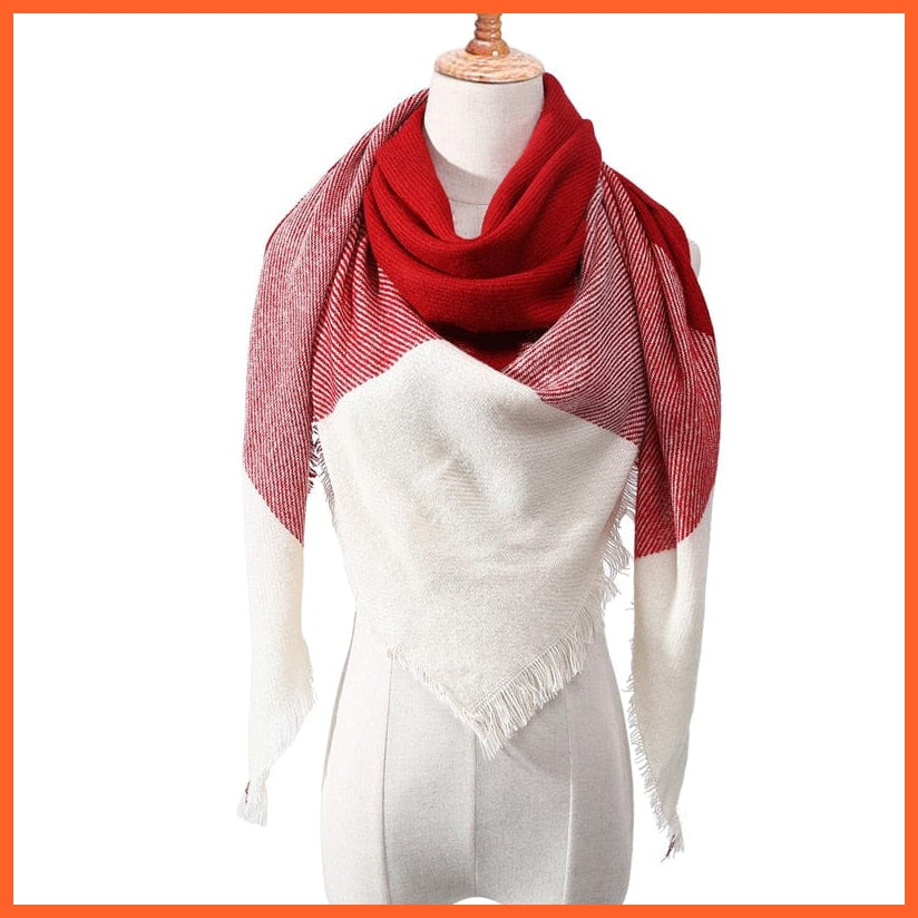 whatagift.com.au Women's Scarf c12 Designer Knitted Women's Scarf | Plaid Warm Cashmere Luxury Brand Neck Bandana