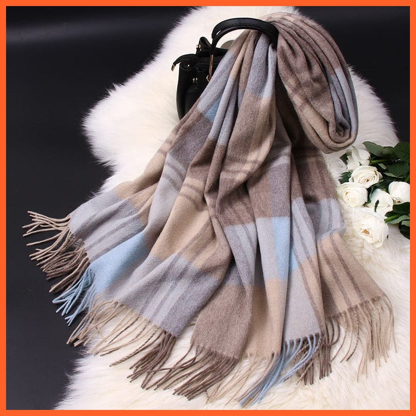 whatagift.com.au Women's Scarf Color 1 / 180x70cm Women's Thick Warm Cashmere Shawls | Plaid Pashmina winter Wool Scarves